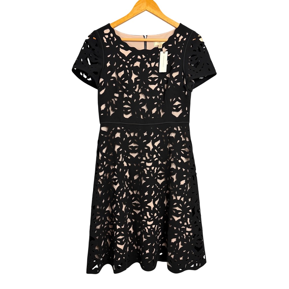 Anthropologie Moulinette Soeurs Black Laser Cut A-Line Dress Size 6 NWT